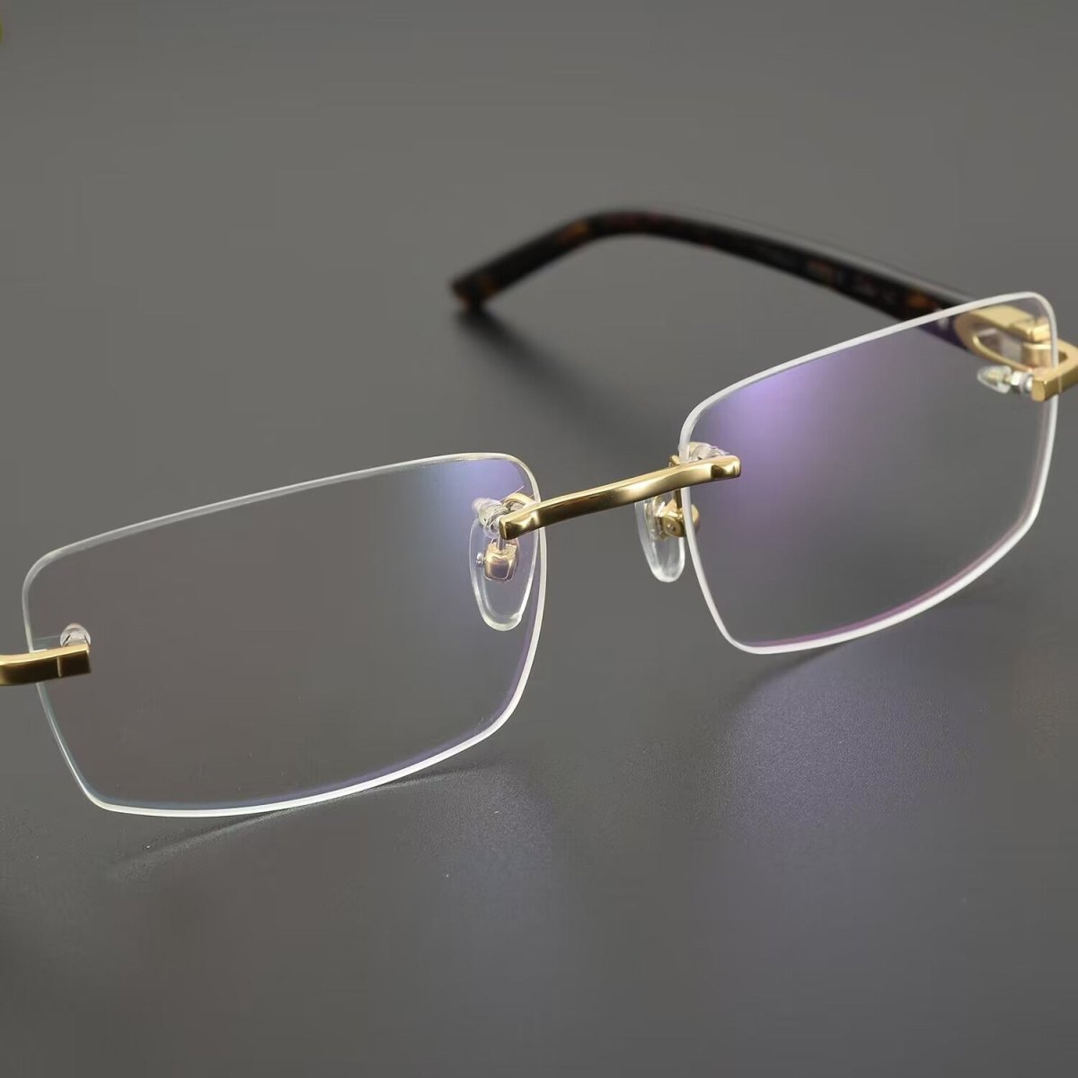 Cartier - Style Pure Titanium Rimless Glasses with Acetate Temples Business Prescription Optical Frame – CT0287O - HP eyeglasses