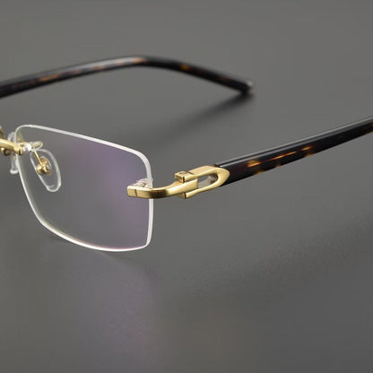 Cartier - Style Pure Titanium Rimless Glasses with Acetate Temples Business Prescription Optical Frame – CT0287O - HP eyeglasses