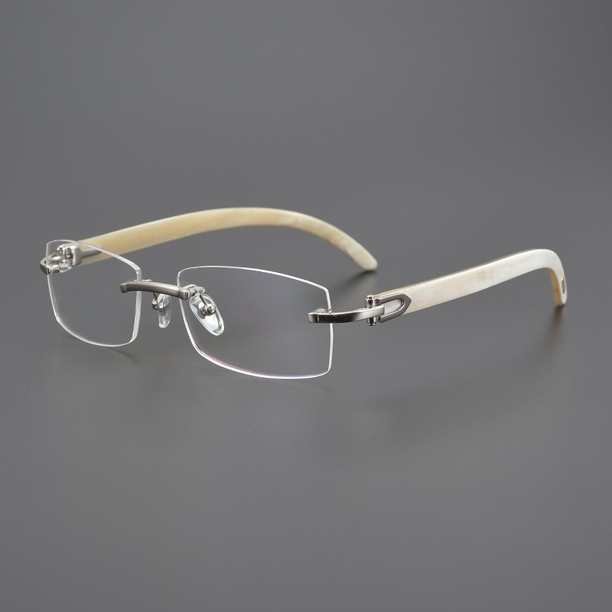Cartier - Style Rimless Glasses Horn Temple Men’s Luxury Eyeglasses Frame Minimalist Business Optical Glasses 11786 - HP eyeglasses