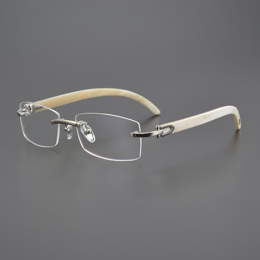 Cartier - Style Rimless Glasses Horn Temple Men’s Luxury Eyeglasses Frame Minimalist Business Optical Glasses 11786 - HP eyeglasses