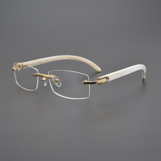 Cartier - Style Rimless Glasses Horn Temple Men’s Luxury Eyeglasses Frame Minimalist Business Optical Glasses 11786 - HP eyeglasses