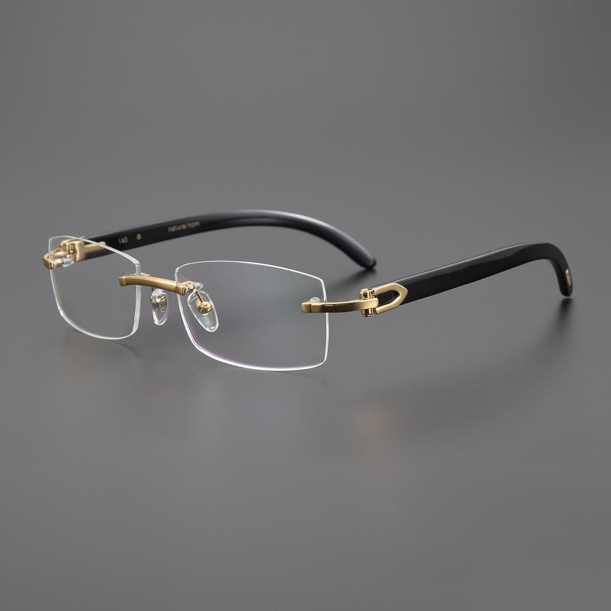 Cartier - Style Rimless Glasses Horn Temple Men’s Luxury Eyeglasses Frame Minimalist Business Optical Glasses 11786 - HP eyeglasses