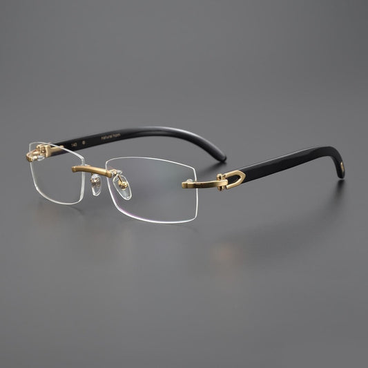 Cartier - Style Rimless Glasses Horn Temple Men’s Luxury Eyeglasses Frame Minimalist Business Optical Glasses 11786 - HP eyeglasses