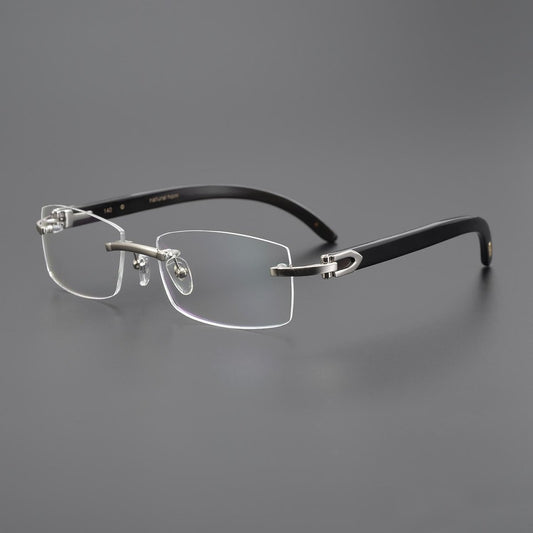 Cartier - Style Rimless Glasses Horn Temple Men’s Luxury Eyeglasses Frame Minimalist Business Optical Glasses 11786 - HP eyeglasses