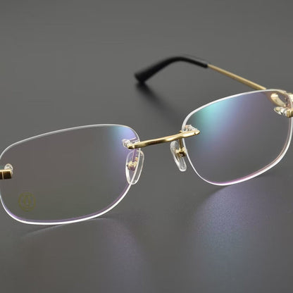Cartier - Style Rimless Glasses Titanium Oval Eyeglasses Frame Mens Luxury Rimless Optical Glasses Lightweight Frame CT0290 - HP eyeglasses