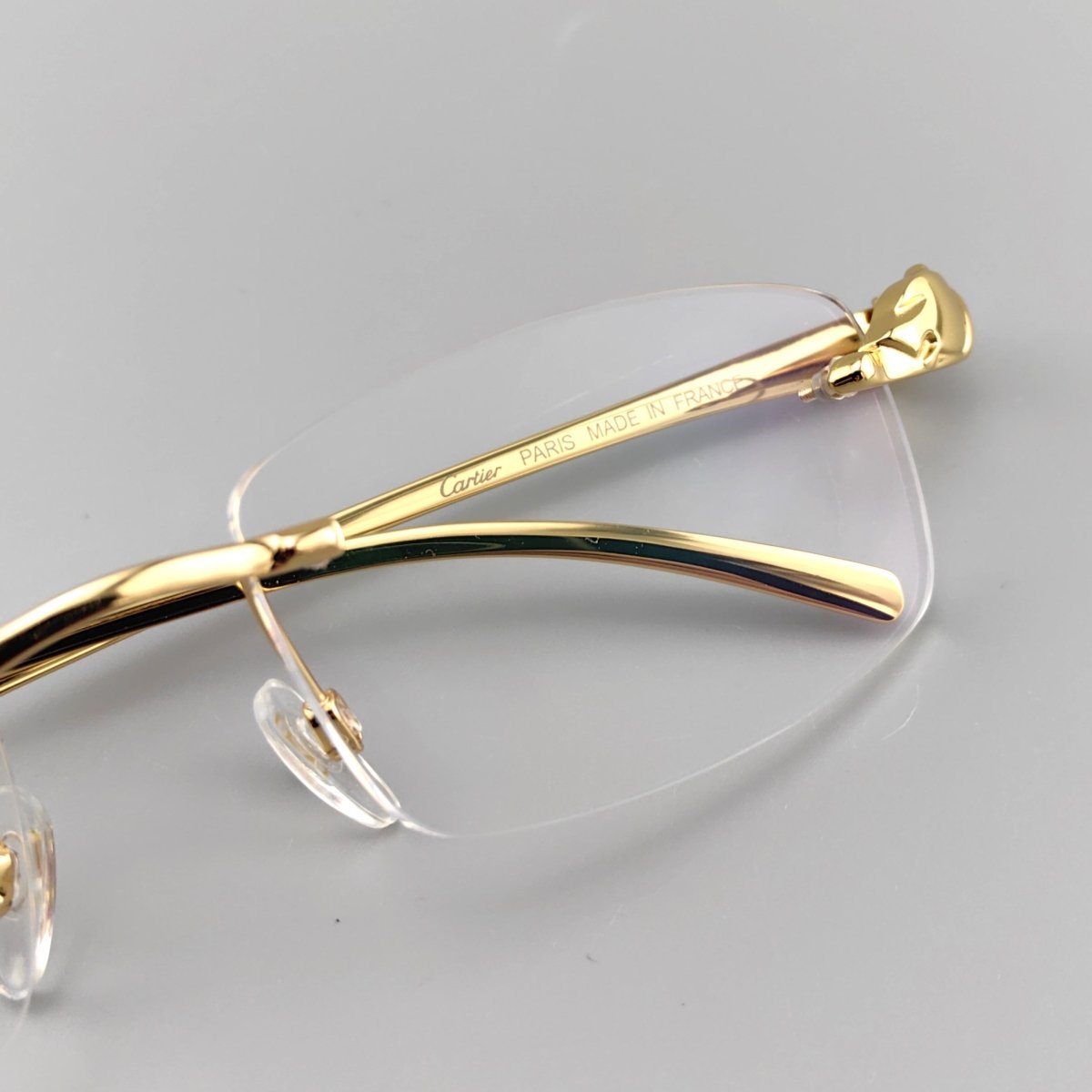 Cartier - style Ultra - Light Pure Titanium Rimless Square Glasses with Panther Head | Prescription Eyewear for Men – 8200875 - HP eyeglasses