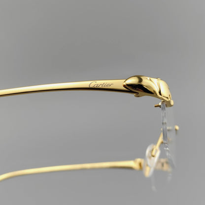 Cartier - style Ultra - Light Pure Titanium Rimless Square Glasses with Panther Head | Prescription Eyewear for Men – 8200875 - HP eyeglasses
