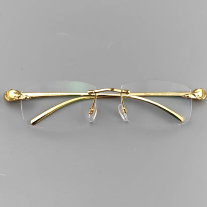 Cartier - style Ultra - Light Pure Titanium Rimless Square Glasses with Panther Head | Prescription Eyewear for Men – 8200875 - HP eyeglasses