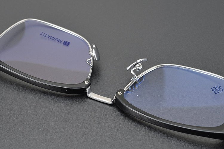 CH5702 Designer Browline Glasses Men – Chrome Hearts Style Titanium Eyeglass Frame, Semi - Rimless Retro Optical Glasses for Prescription & Fashion - HP eyeglasses