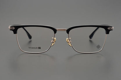 CH5702 Designer Browline Glasses Men – Chrome Hearts Style Titanium Eyeglass Frame, Semi - Rimless Retro Optical Glasses for Prescription & Fashion - HP eyeglasses