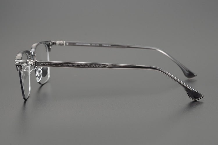 CH5702 Designer Browline Glasses Men – Chrome Hearts Style Titanium Eyeglass Frame, Semi - Rimless Retro Optical Glasses for Prescription & Fashion - HP eyeglasses