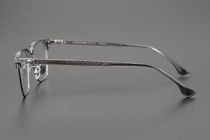 CH5702 Designer Browline Glasses Men – Chrome Hearts Style Titanium Eyeglass Frame, Semi - Rimless Retro Optical Glasses for Prescription & Fashion - HP eyeglasses