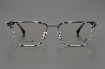 CH5702 Designer Browline Glasses Men – Chrome Hearts Style Titanium Eyeglass Frame, Semi - Rimless Retro Optical Glasses for Prescription & Fashion - HP eyeglasses