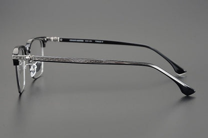 CH5702 Designer Browline Glasses Men – Chrome Hearts Style Titanium Eyeglass Frame, Semi - Rimless Retro Optical Glasses for Prescription & Fashion - HP eyeglasses