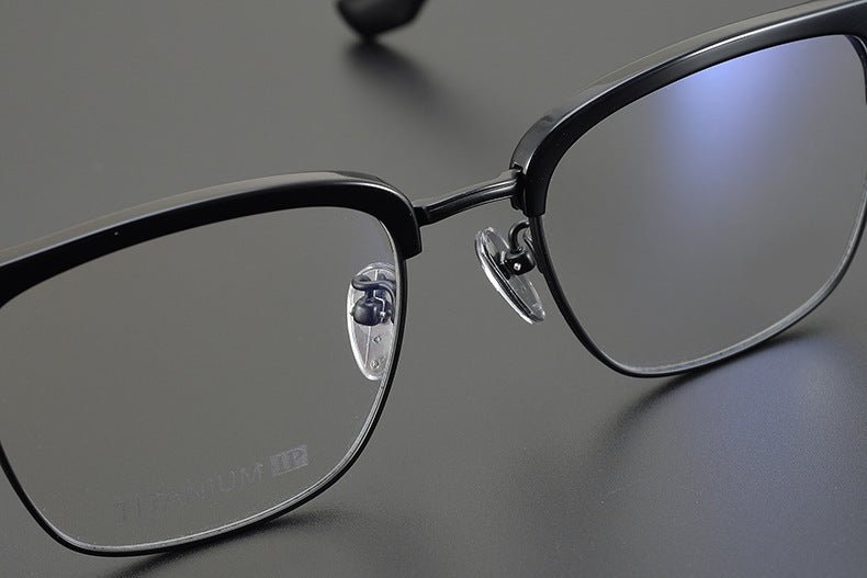 CH8148 Chrome Hearts Style Browline Glasses | Gothic Square Pure Titanium Eyewear with Acetate Frame – Anti - Blue Light & Prescription Ready - HP eyeglasses