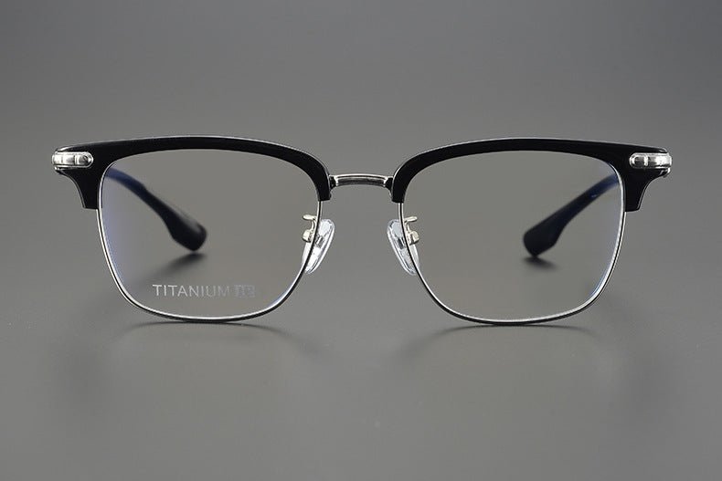CH8148 Chrome Hearts Style Browline Glasses | Gothic Square Pure Titanium Eyewear with Acetate Frame – Anti - Blue Light & Prescription Ready - HP eyeglasses
