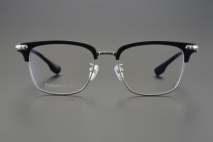 CH8148 Chrome Hearts Style Browline Glasses | Gothic Square Pure Titanium Eyewear with Acetate Frame – Anti - Blue Light & Prescription Ready - HP eyeglasses