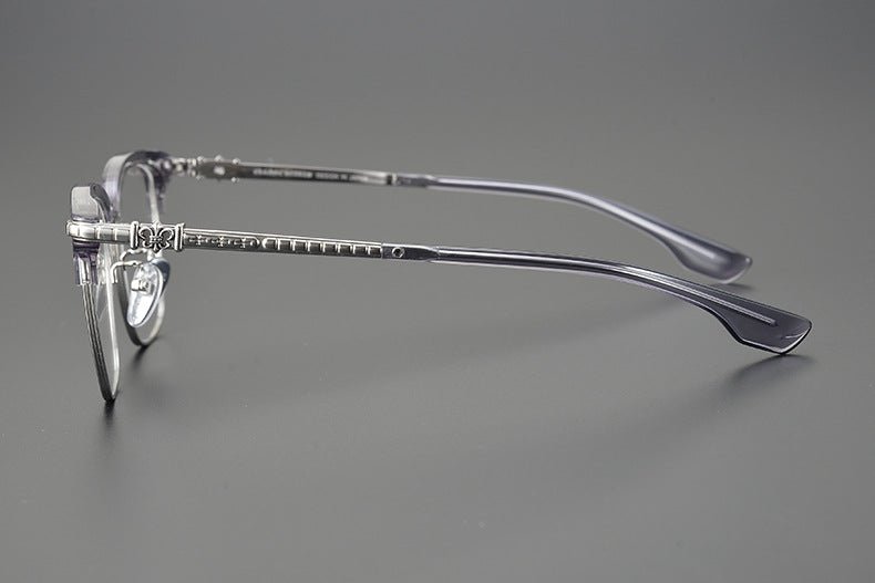 CH8148 Chrome Hearts Style Browline Glasses | Gothic Square Pure Titanium Eyewear with Acetate Frame – Anti - Blue Light & Prescription Ready - HP eyeglasses