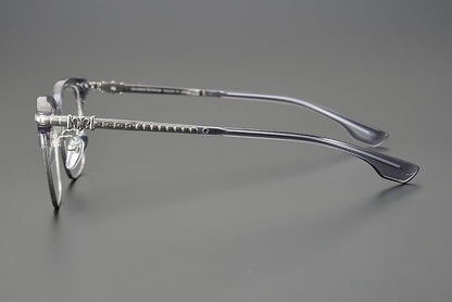 CH8148 Chrome Hearts Style Browline Glasses | Gothic Square Pure Titanium Eyewear with Acetate Frame – Anti - Blue Light & Prescription Ready - HP eyeglasses