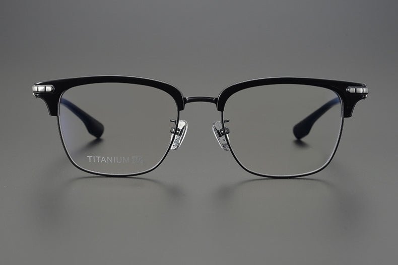 CH8148 Chrome Hearts Style Browline Glasses | Gothic Square Pure Titanium Eyewear with Acetate Frame – Anti - Blue Light & Prescription Ready - HP eyeglasses