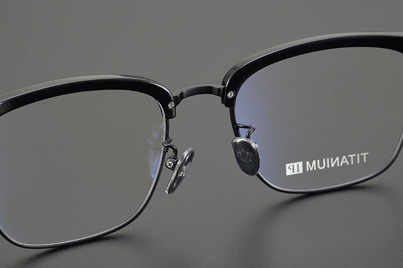 CH8148 Chrome Hearts Style Browline Glasses | Gothic Square Pure Titanium Eyewear with Acetate Frame – Anti - Blue Light & Prescription Ready - HP eyeglasses