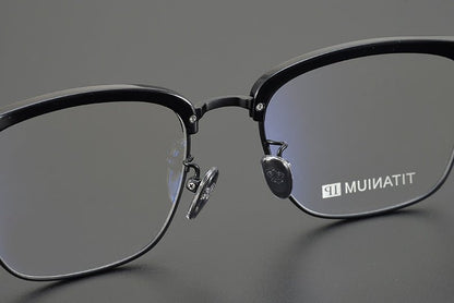 CH8148 Chrome Hearts Style Browline Glasses | Gothic Square Pure Titanium Eyewear with Acetate Frame – Anti - Blue Light & Prescription Ready - HP eyeglasses