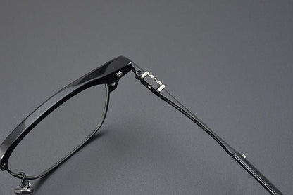 CH8148 Chrome Hearts Style Browline Glasses | Gothic Square Pure Titanium Eyewear with Acetate Frame – Anti - Blue Light & Prescription Ready - HP eyeglasses