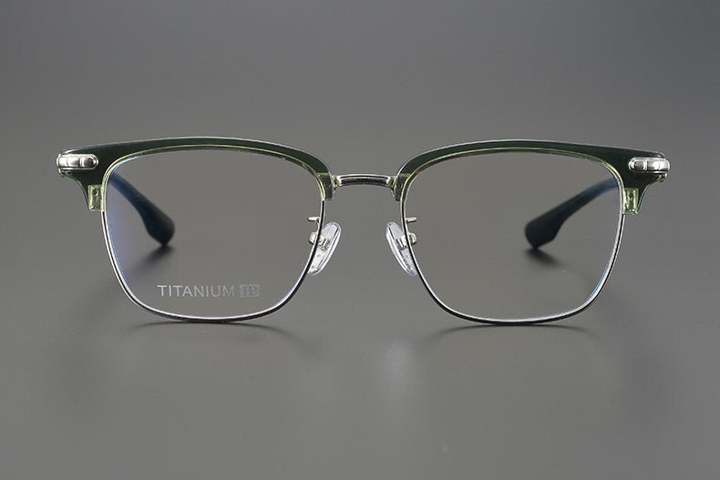 CH8148 Chrome Hearts Style Browline Glasses | Gothic Square Pure Titanium Eyewear with Acetate Frame – Anti - Blue Light & Prescription Ready - HP eyeglasses