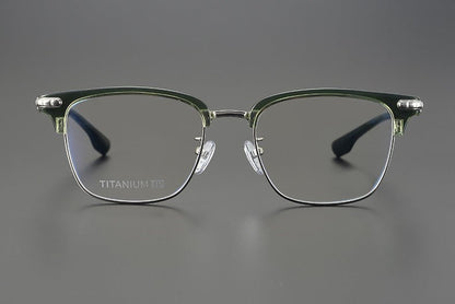 CH8148 Chrome Hearts Style Browline Glasses | Gothic Square Pure Titanium Eyewear with Acetate Frame – Anti - Blue Light & Prescription Ready - HP eyeglasses