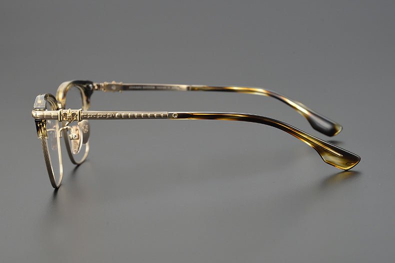 CH8148 Chrome Hearts Style Browline Glasses | Gothic Square Pure Titanium Eyewear with Acetate Frame – Anti - Blue Light & Prescription Ready - HP eyeglasses