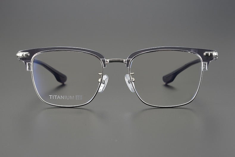 CH8148 Chrome Hearts Style Browline Glasses | Gothic Square Pure Titanium Eyewear with Acetate Frame – Anti - Blue Light & Prescription Ready - HP eyeglasses