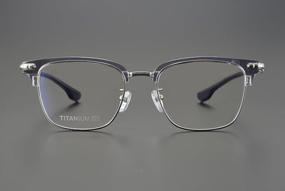 CH8148 Chrome Hearts Style Browline Glasses | Gothic Square Pure Titanium Eyewear with Acetate Frame – Anti - Blue Light & Prescription Ready - HP eyeglasses