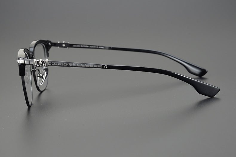 CH8148 Chrome Hearts Style Browline Glasses | Gothic Square Pure Titanium Eyewear with Acetate Frame – Anti - Blue Light & Prescription Ready - HP eyeglasses