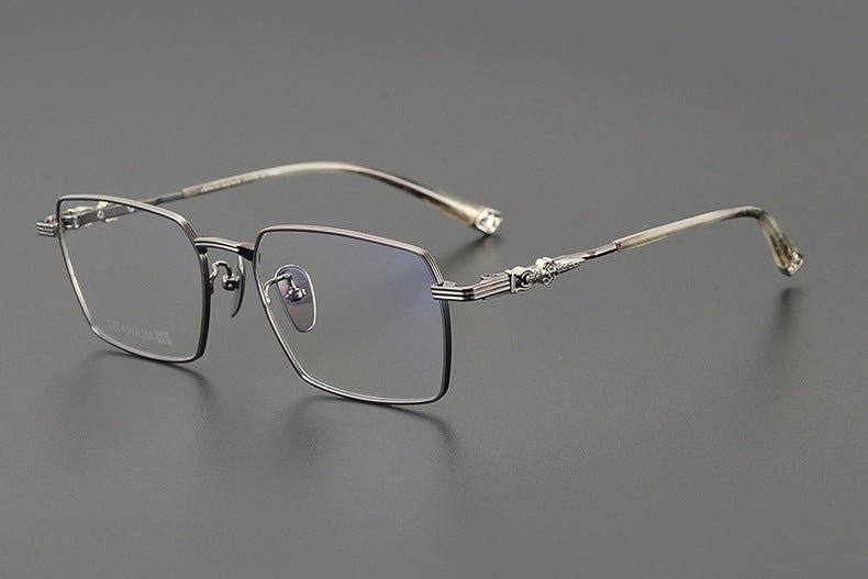 CH8163 Chrome Hearts Style Men’s Titanium Eyeglass Frame – Oversized Square Optical Glasses for Large Faces, Anti - Blue Light & Prescription Ready - HP eyeglasses