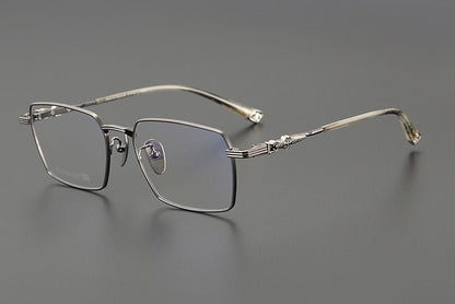 CH8163 Chrome Hearts Style Men’s Titanium Eyeglass Frame – Oversized Square Optical Glasses for Large Faces, Anti - Blue Light & Prescription Ready - HP eyeglasses