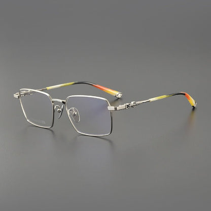 CH8163 Chrome Hearts Style Men’s Titanium Eyeglass Frame – Oversized Square Optical Glasses for Large Faces, Anti - Blue Light & Prescription Ready - HP eyeglasses