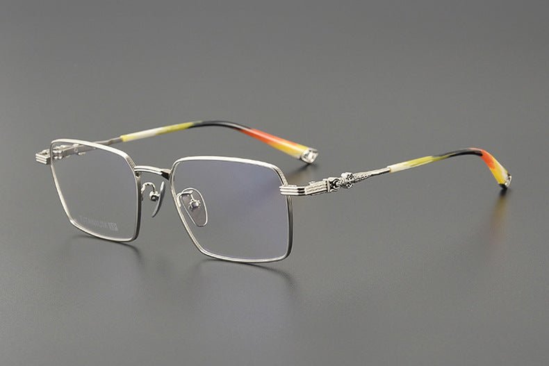 CH8163 Chrome Hearts Style Men’s Titanium Eyeglass Frame – Oversized Square Optical Glasses for Large Faces, Anti - Blue Light & Prescription Ready - HP eyeglasses