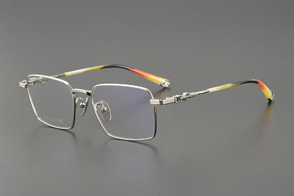 CH8163 Chrome Hearts Style Men’s Titanium Eyeglass Frame – Oversized Square Optical Glasses for Large Faces, Anti - Blue Light & Prescription Ready - HP eyeglasses