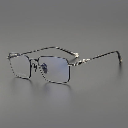 CH8163 Chrome Hearts Style Men’s Titanium Eyeglass Frame – Oversized Square Optical Glasses for Large Faces, Anti - Blue Light & Prescription Ready - HP eyeglasses