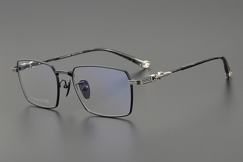 CH8163 Chrome Hearts Style Men’s Titanium Eyeglass Frame – Oversized Square Optical Glasses for Large Faces, Anti - Blue Light & Prescription Ready - HP eyeglasses