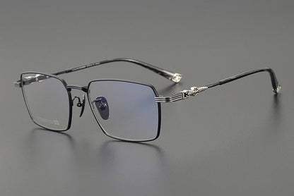 CH8163 Chrome Hearts Style Men’s Titanium Eyeglass Frame – Oversized Square Optical Glasses for Large Faces, Anti - Blue Light & Prescription Ready - HP eyeglasses