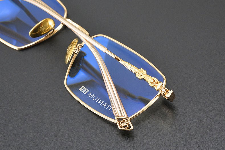 CH8163 Chrome Hearts Style Men’s Titanium Eyeglass Frame – Oversized Square Optical Glasses for Large Faces, Anti - Blue Light & Prescription Ready - HP eyeglasses