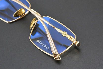 CH8163 Chrome Hearts Style Men’s Titanium Eyeglass Frame – Oversized Square Optical Glasses for Large Faces, Anti - Blue Light & Prescription Ready - HP eyeglasses