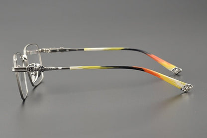 CH8163 Chrome Hearts Style Men’s Titanium Eyeglass Frame – Oversized Square Optical Glasses for Large Faces, Anti - Blue Light & Prescription Ready - HP eyeglasses