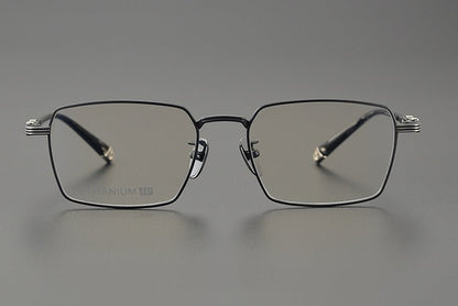 CH8163 Chrome Hearts Style Men’s Titanium Eyeglass Frame – Oversized Square Optical Glasses for Large Faces, Anti - Blue Light & Prescription Ready - HP eyeglasses