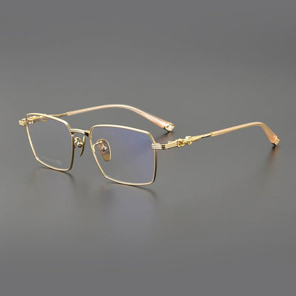 CH8163 Chrome Hearts Style Men’s Titanium Eyeglass Frame – Oversized Square Optical Glasses for Large Faces, Anti - Blue Light & Prescription Ready - HP eyeglasses