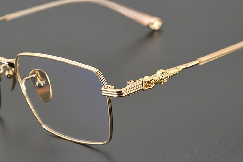 CH8163 Chrome Hearts Style Men’s Titanium Eyeglass Frame – Oversized Square Optical Glasses for Large Faces, Anti - Blue Light & Prescription Ready - HP eyeglasses