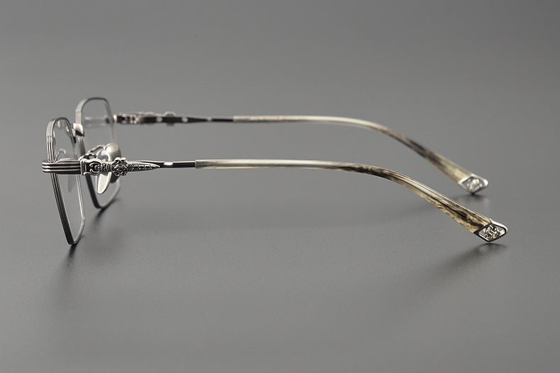 CH8163 Chrome Hearts Style Men’s Titanium Eyeglass Frame – Oversized Square Optical Glasses for Large Faces, Anti - Blue Light & Prescription Ready - HP eyeglasses