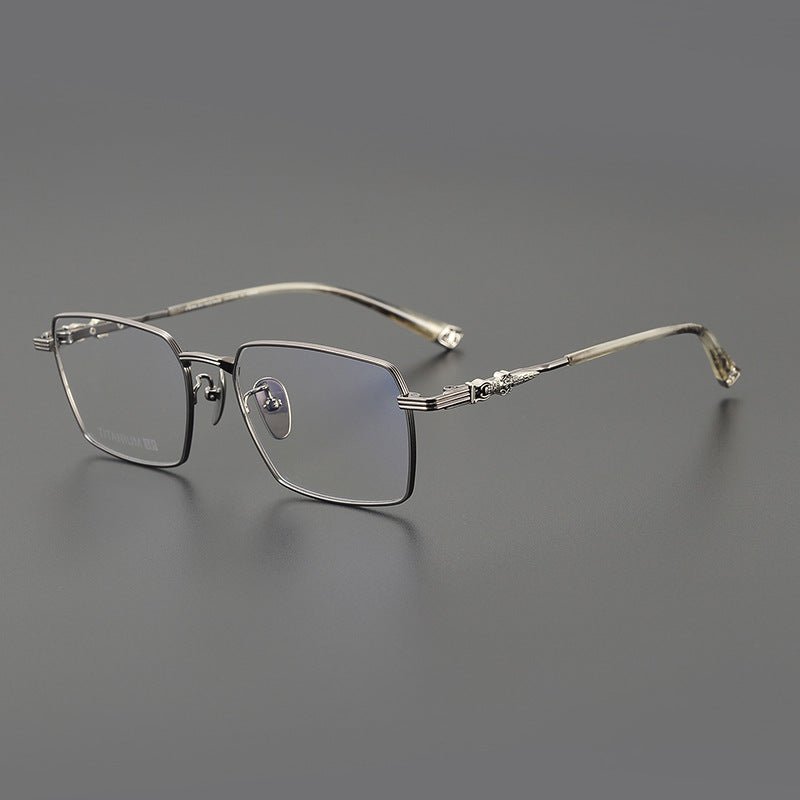 CH8163 Chrome Hearts Style Men’s Titanium Eyeglass Frame – Oversized Square Optical Glasses for Large Faces, Anti - Blue Light & Prescription Ready - HP eyeglasses