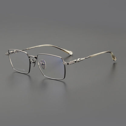 CH8163 Chrome Hearts Style Men’s Titanium Eyeglass Frame – Oversized Square Optical Glasses for Large Faces, Anti - Blue Light & Prescription Ready - HP eyeglasses